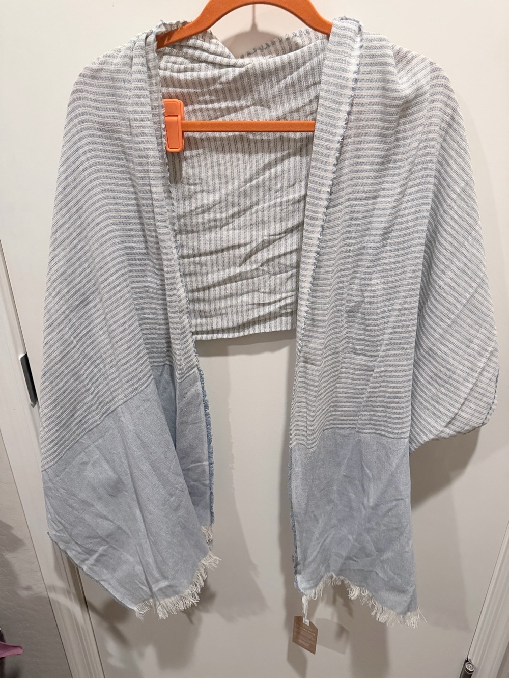 NWT Recycled Denim Light Blue & White Striped Shawl Scarf
